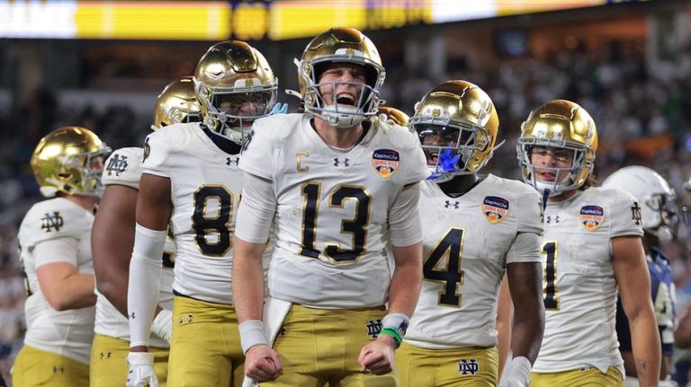 Riley Leonard returns from injury to lead Notre Dame to national championship game in CFP win vs Penn State